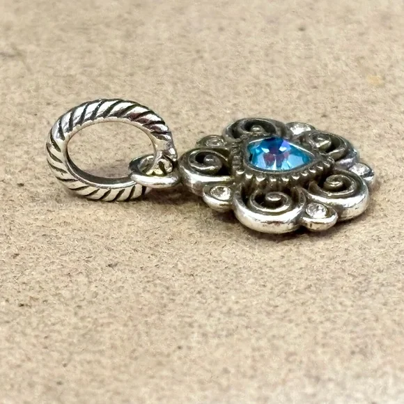 🆕Brighton March Birthstone charm Light blue aquamarine crystal in silver Retired - Picture 3 of 5